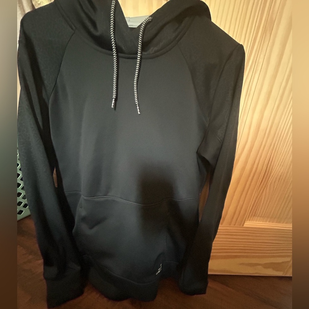 Black and grey drawstring hoodie